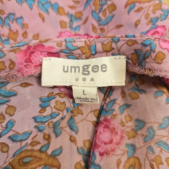 Umgee Pink and Blue Floral Animal Print Duster Kimono Large - Picture 3 of 9